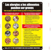 Signage  SPANISH FOOD ALLERGIES  -NYC FOOD ALLERGY  FOR RESTURANT