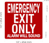 EMERGENCY EXIT ONLY ALARM WILL SOUND STICKER/DECAL Sign