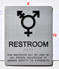 RESTROOM  Tactile Graphics Grade 2 Braille Text with raised letters  Signage