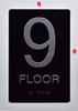 Black Floor number  -Tactile Graphics Grade 2 Braille Text with raised letters  Sign