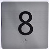 Elevator JAMB Plate with Braille - Elevator Floor Number Brush SILVER