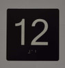 Elevator JAMB Plate with Braille - Elevator Floor Number BLACK Signage