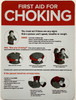 Signage  Chef Refrigerator FIRST AID FOR CHOKING Notice - FIRST AID FOR CHOKING /POSTER