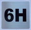 Apartment number 6H sign