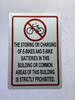 NO E- BIKE SIGN IN BUILDING