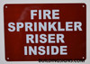 FIRE Sprinkler Riser Inside Sign (RED,Reflective, Aluminium 7X10 Rust Free)