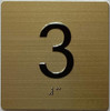 3RD FLOOR Elevator Jamb Plate sign With Braille and raised number-Elevator FLOOR 3 number sign  - The sensation line