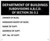 Department of Building Subdivisions A,B,C,D. Of Section 26-3.1 SIGN (ALUMINIUM)