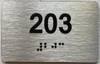 Apartment number  - Unit number  / Suite number  comes with Raised letters & Grade 2 Braille - Includes Red Adhesive pad for Easy Installation - The park Ave Line (Apt 203)