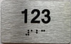 Sign Apartment number  - Unit number  / Suite number  comes with Raised letters & Grade 2 Braille - Includes Red Adhesive pad for Easy Installation - The park Ave Line (Apt 123)