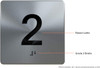 Elevator JAMB Plate with Braille - Elevator Floor Number Brush SILVER Sign