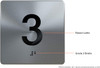 Elevator JAMB Plate with Braille - Elevator Floor Number Brush SILVER