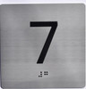 Elevator JAMB Plate with Braille - Elevator Floor Number Brush SILVER Sign
