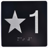 Elevator JAMB Plate with Braille - Elevator Floor Number Brush BLACK Sign