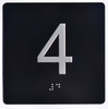 Elevator JAMB Plate with Braille - Elevator Floor Number Brush BLACK Sign