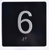 Elevator JAMB Plate with Braille - Elevator Floor Number Brush BLACK Sign