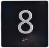 Elevator JAMB Plate with Braille - Elevator Floor Number Brush BLACK Sign