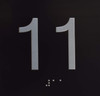Elevator JAMB Plate with Braille - Elevator Floor Number BLACK Signage