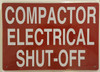 COMPACTOR ELECTRICAL SHUT OFF SIGNAGE