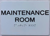 Signage Maintenance Room  with Raised letters/Image & Grade 2 Braille - Includes Red Adhesive pad for Easy Installation (white, Tacticle ) - The sensation line