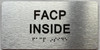 Signage FACP INSIDE  with Raised letters/Image & Grade 2 Braille - Includes Red Adhesive pad for Easy Installation (Brushed Aluminum/silver, Tacticle ) - The park Ave Line