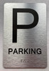 Floor number  with Raised letters/Image & Grade 2 Braille - Includes Red Adhesive pad for Easy Installation ( Brushed Aluminum/silver) - The park Ave Line (Parking Floor)