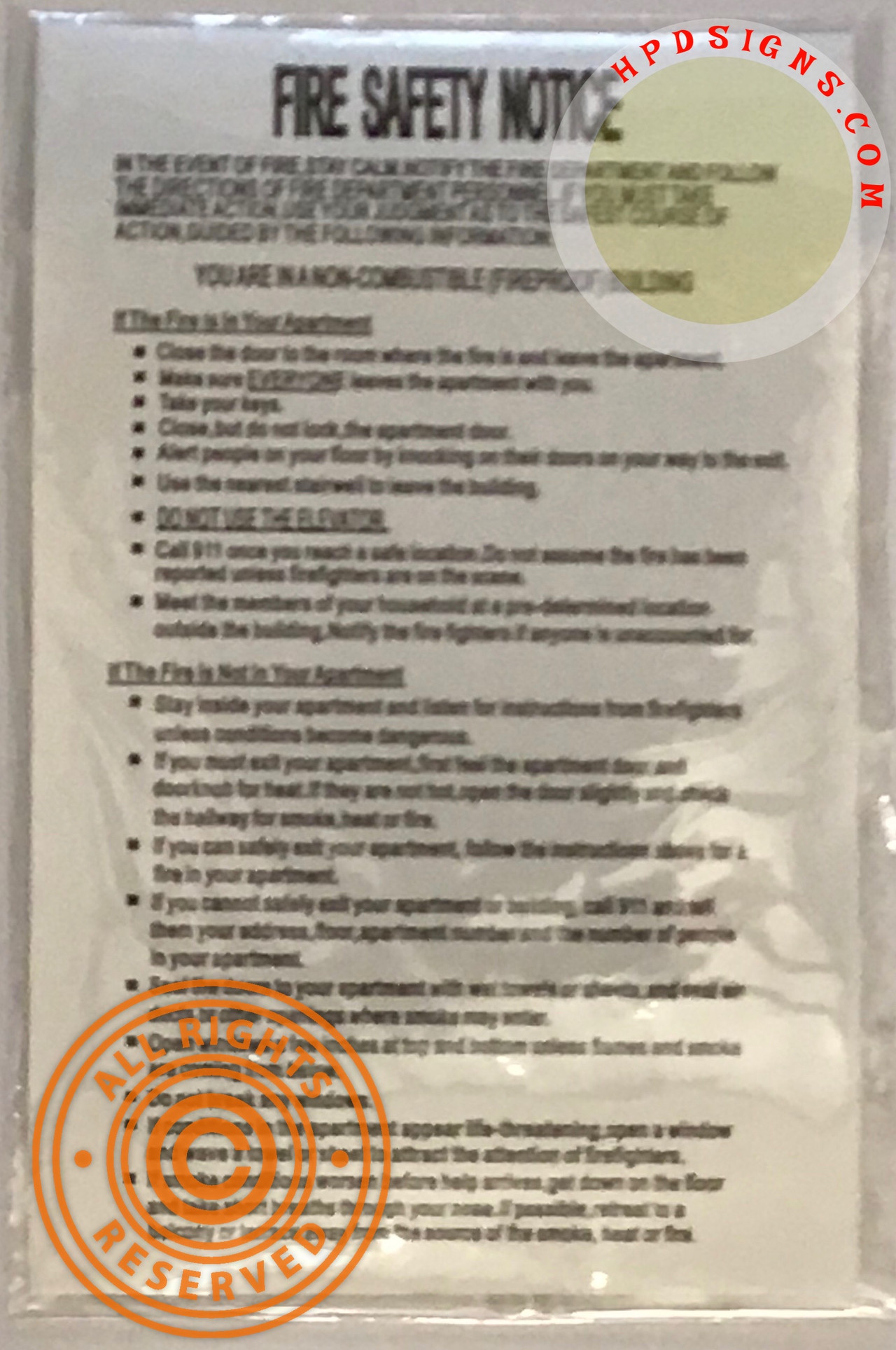 FIRE SAFETY NOTICE FIRE HPD FIRE PROOF BUILDING (1)