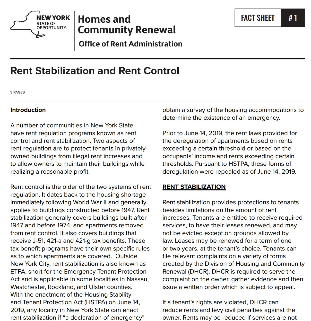 Fact Sheet 26 Guide to Rent Increases for Rent Stabilized Apartments