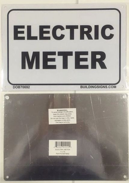 ELECTRIC METER SIGN (WHITE ALUMINIUM )