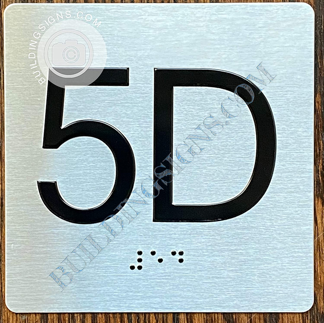 専用1 Apartment Number 5D Sign with Braille and Raised Number