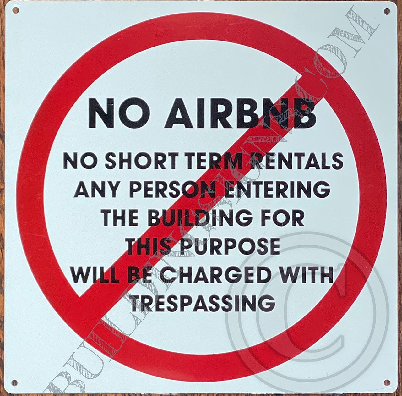NO AIRBNB - NO Short Term RENTALS Sign (White, Reflective, Aluminium ...