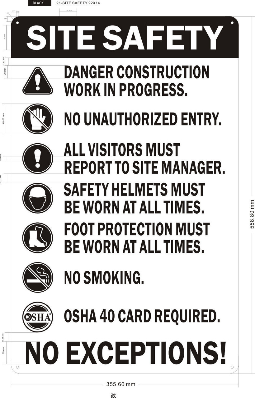 SITE SAFETY SIGN 22X14 white - HPDSIGNS.NYC