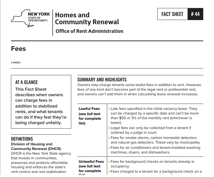 Fact Sheet 44 Fees Fact sheet 44 fees
