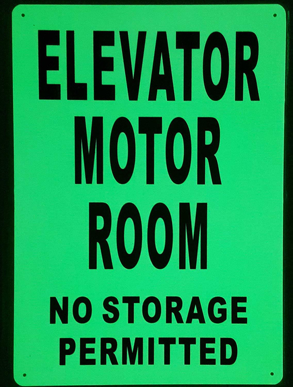 ELEVATOR MOTOR ROOM SIGN GLOW IN THE DARK