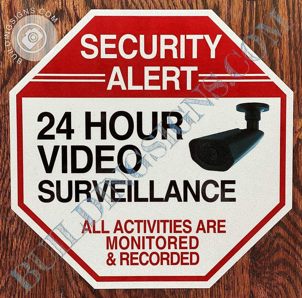 Warnschild „24h Videoüberwachung“ – 30,5x25,4 Cm, Reflektierend, Mit Metallpfahl, UV-beständig