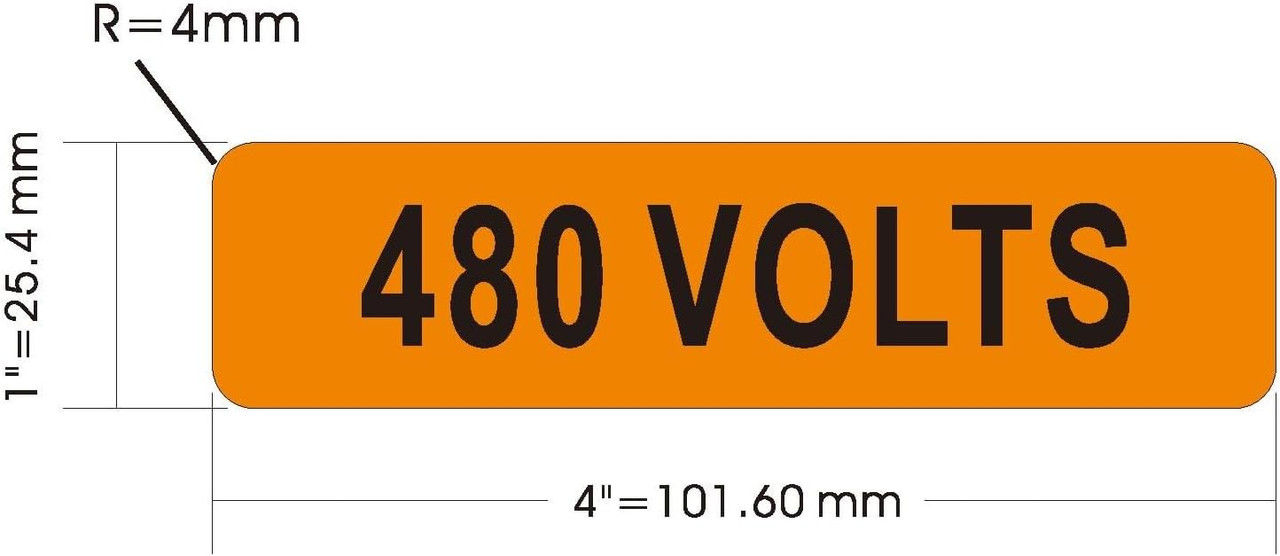 480 Volts Reflective Sticker -Safety Label Decal, 4x1 inch 10-Pack ...