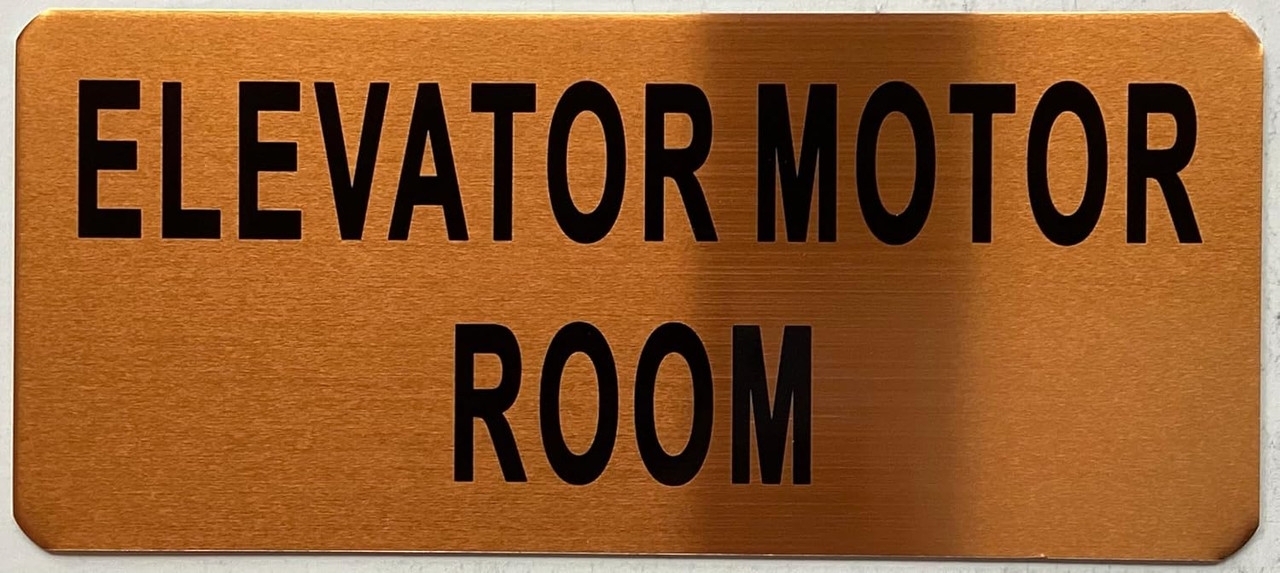 ELEVATOR MOTOR ROOM SIGN (Gold color, aluminum, Size 3.5X8 inch)- The ...