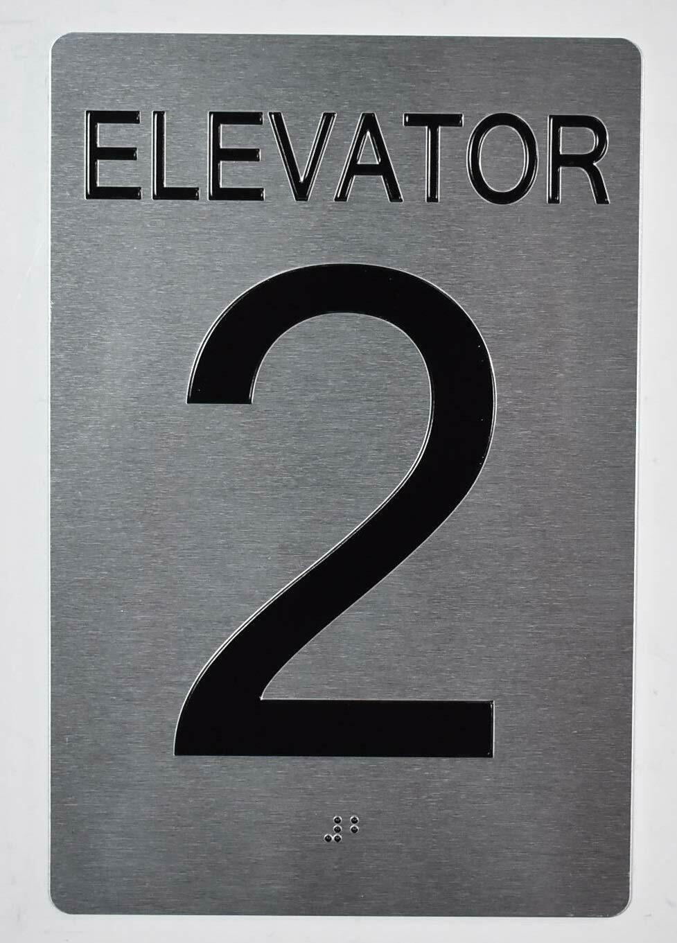 Elevator 2 Sign Silver - Tactile Touch Braille Sign