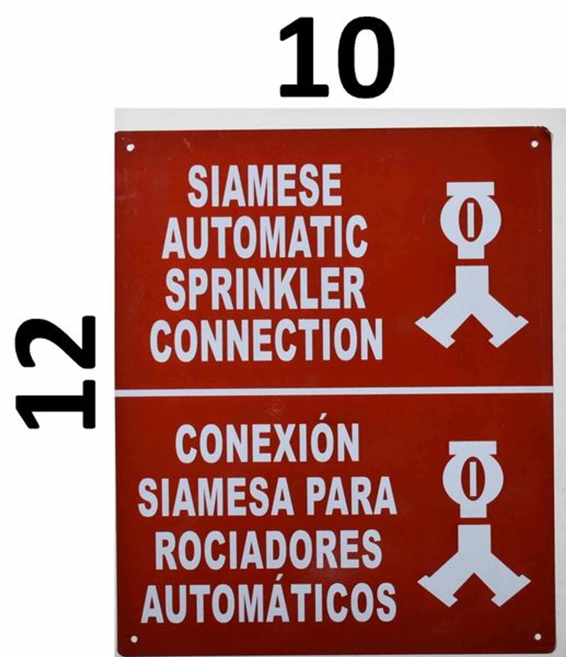 Automatic Sprinkler Connection Bilingual Sign with Symbol Sign with