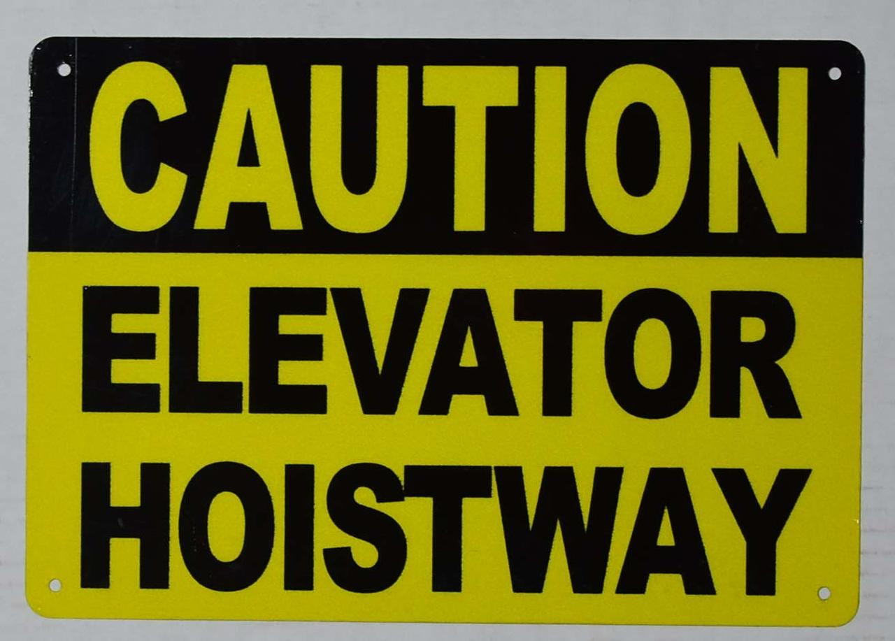 Elevator Hoistway Sign (White Background,Aluminium, )
