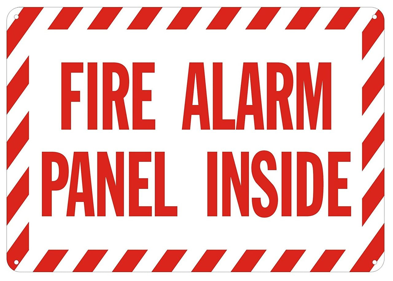 Fire Alarm Panel Inside Sign – 4x12 Reflective Aluminum, White, BUILDINGSIGNS.COM