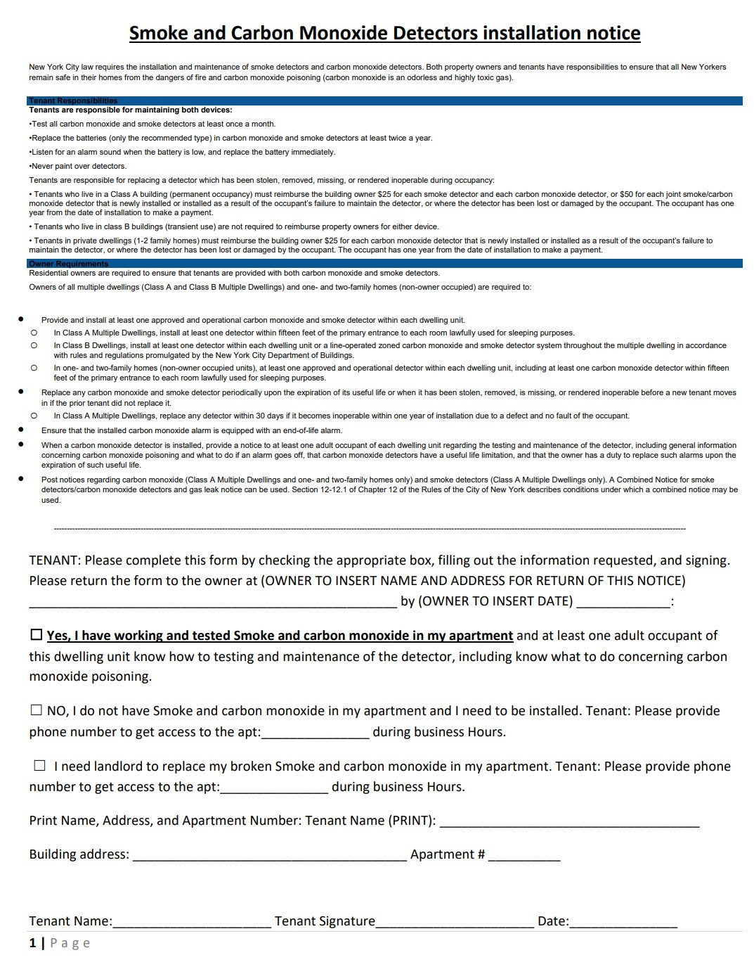 Carbon monoxide detector installation notice(pdf file)