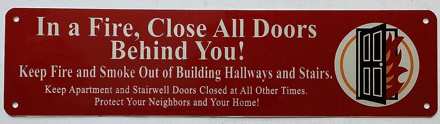 FDNY Sign, New York ."in a Fire, Close All Doors Behind You" Sign (Reflective !!!, Rust Free ...