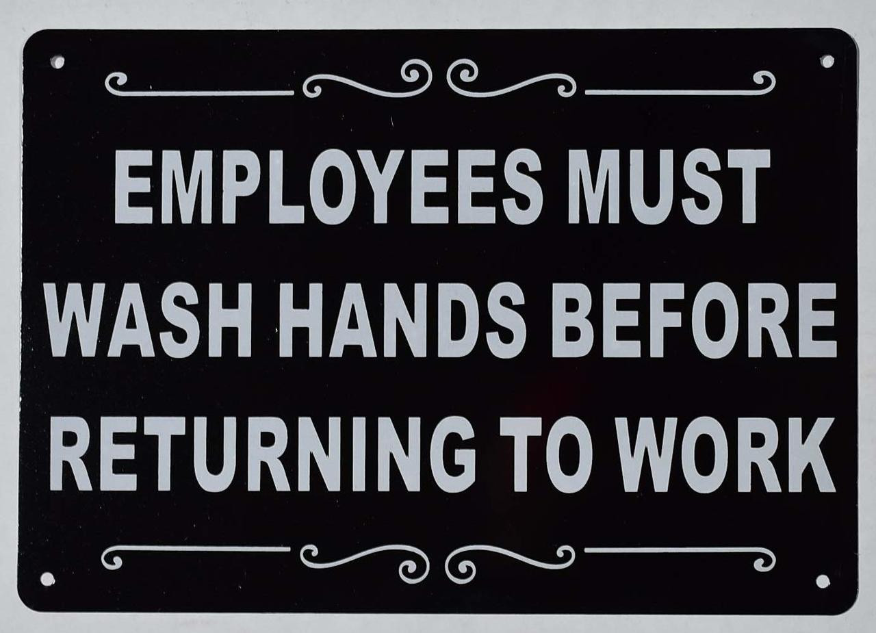 EMPLOYEES MUST WASH HANDS BEFORE LEAVING THIS ROOM Sign