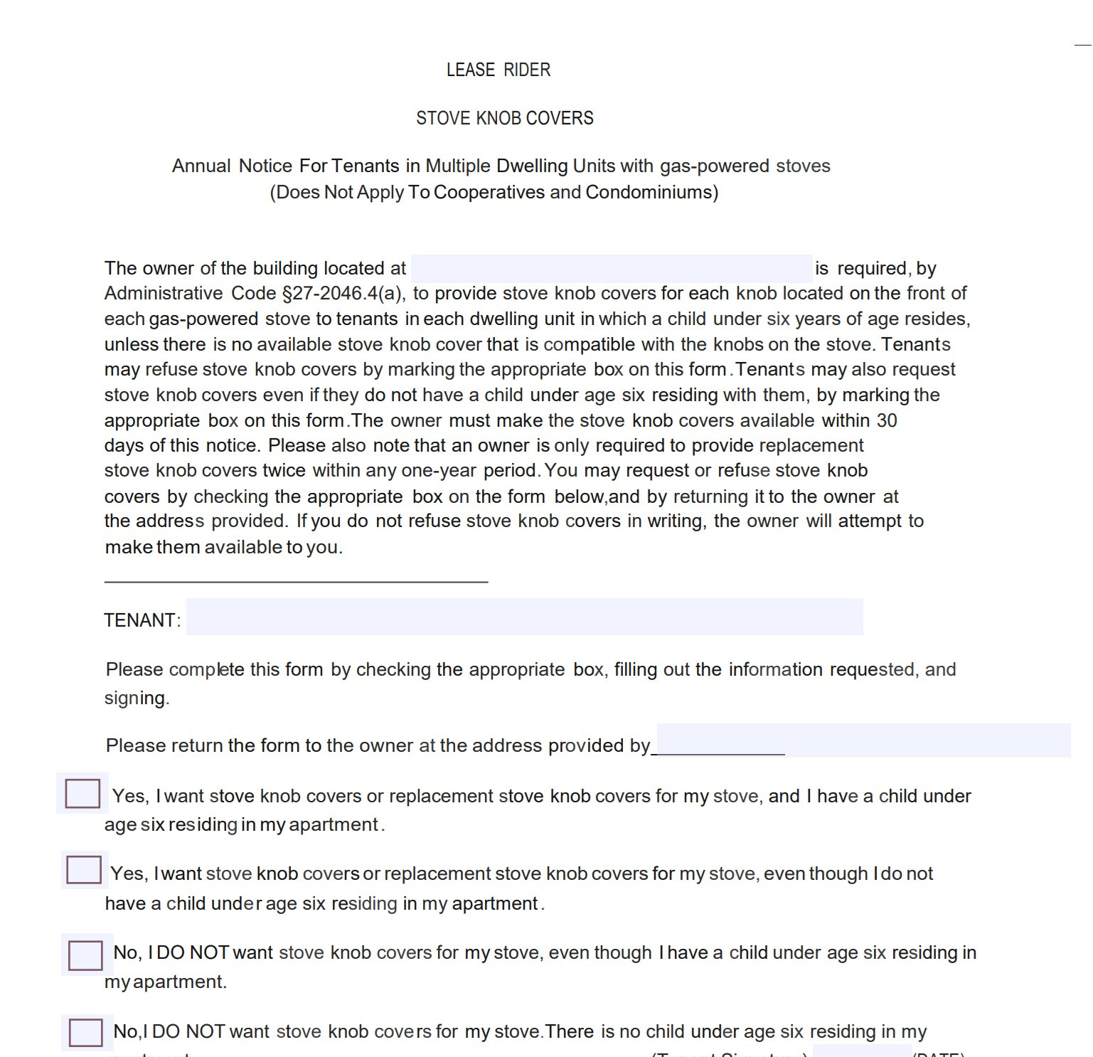 Lease Rider Form.pdf hpd free forms to download