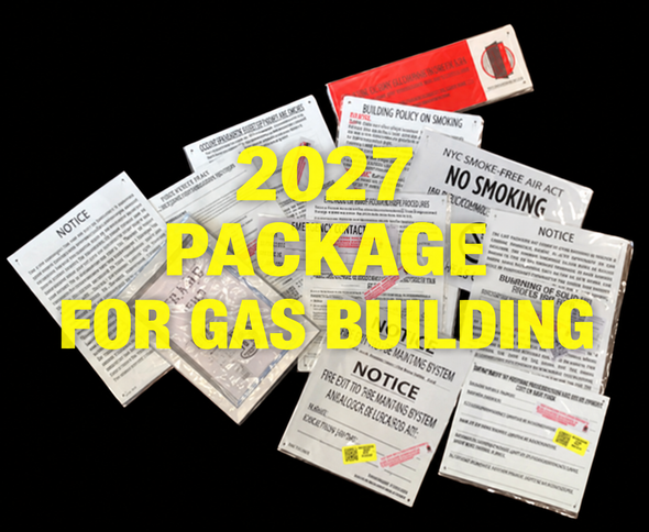GAS BUILDING: 7 Family | Non Fireproof - Combustible | HPD required Signs Package (White, Aluminum)-El blanco Line