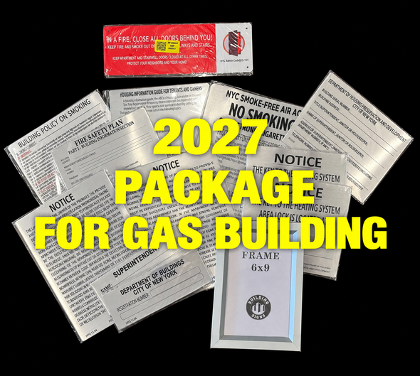 GAS BUILDING: 5 Family |Fireproof -NON Combustible | HPD required Signs Package (SILVER, Aluminum, COMES WITH DOUBLE SIDED TAPE)-The Silver Line