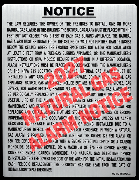 GAS BUILDING: 7 Family |Fireproof -NON Combustible | HPD required Signs Package (SILVER, Aluminum, COMES WITH DOUBLE SIDED TAPE)-The Silver Line