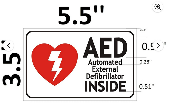 All Town Ambulance -20 pcs AED AUTOMATED External DEFIBRILLATOR Sign (White, Double Sided Tape,Aluminium, RED 3.5x5.5)