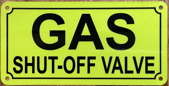 Gas main shut off valve sign yellow
